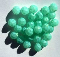 25 8mm Faceted Coated Frosted Jadeite Firepolish Beads